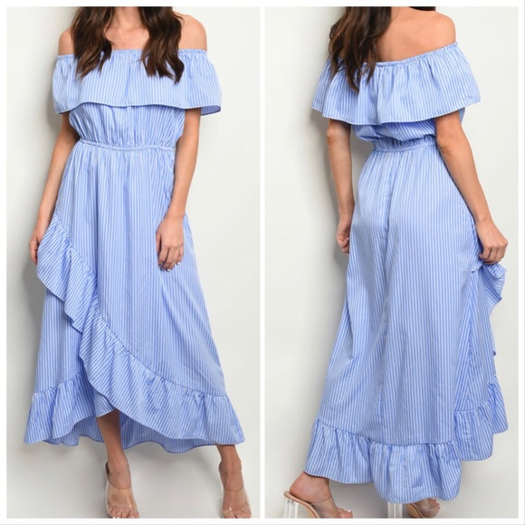 Dresses & Skirts - 5⭐️BLUE WHITE OFFSHOULDER - DRESS